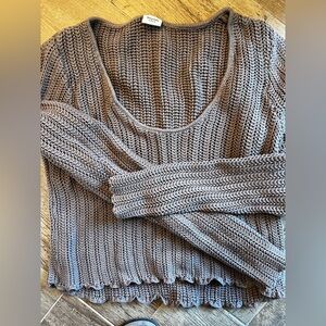 Abercrombie & Fitch Scoop Neck 
Crochet Sweater in Taupe